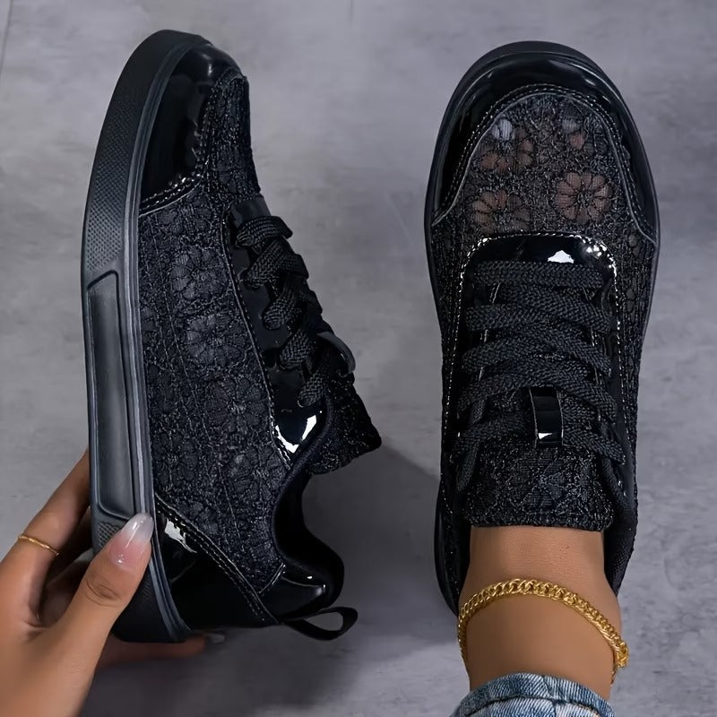 Wiktoria | Koronkowe Sneakersy Kwiatowe