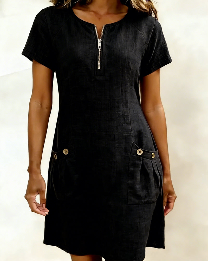 Sophia | Cotton Zip-Front Dress