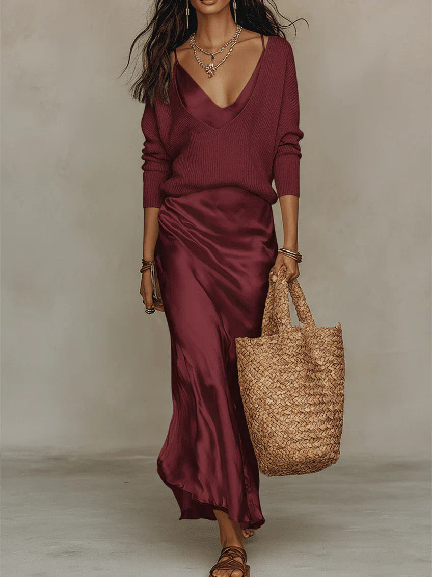 Liora | Slip Dress & Knit Set