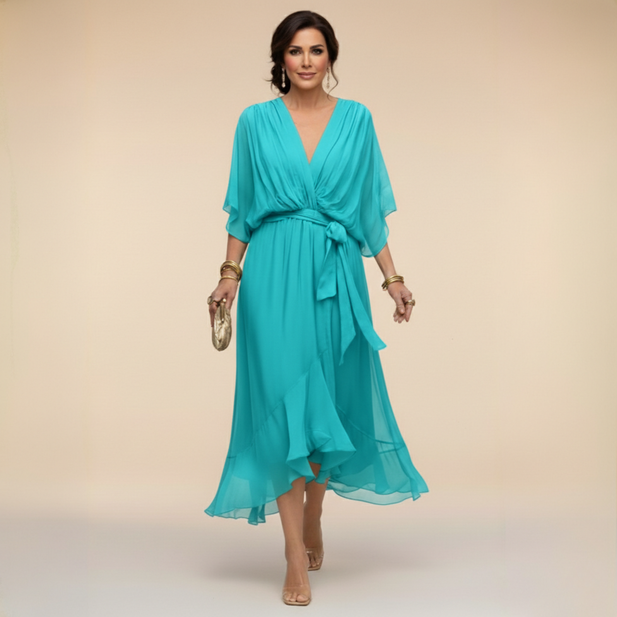 Valeréa | ELEGANT V-NECK MAXI DRESS