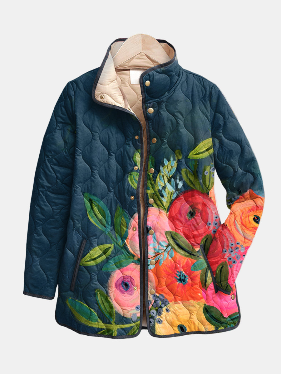 Antonina | Pikowana kurtka w kwiaty w stylu vintage