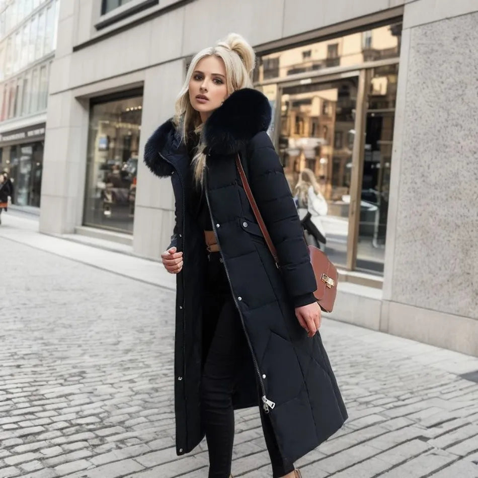 Hannah | Women’s Winter Quilted Coat with Hood Trim