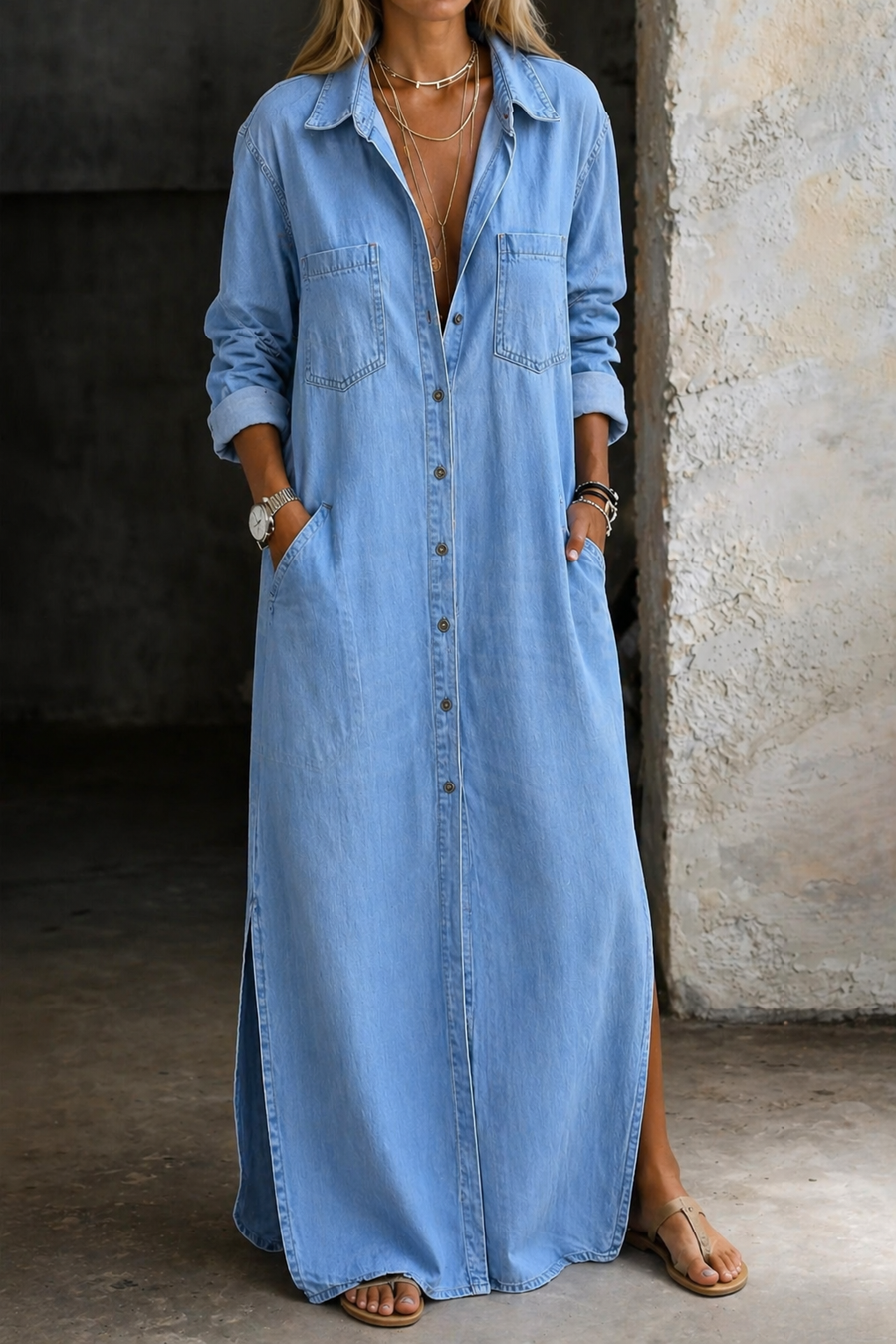 Francesca | Denim Button Down Dress