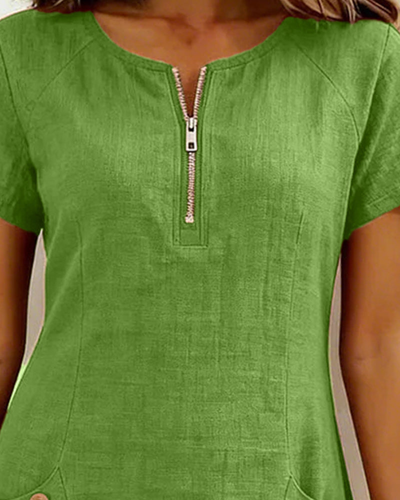 Sophia | Cotton Zip-Front Dress