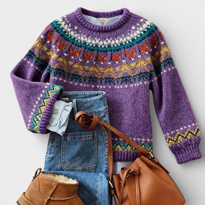 Bianka | Dzianinowy sweter w stylu vintage