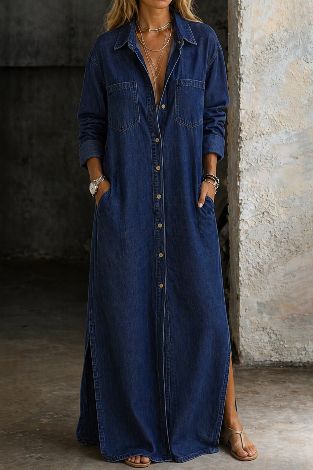 Francesca | Denim Button Down Dress