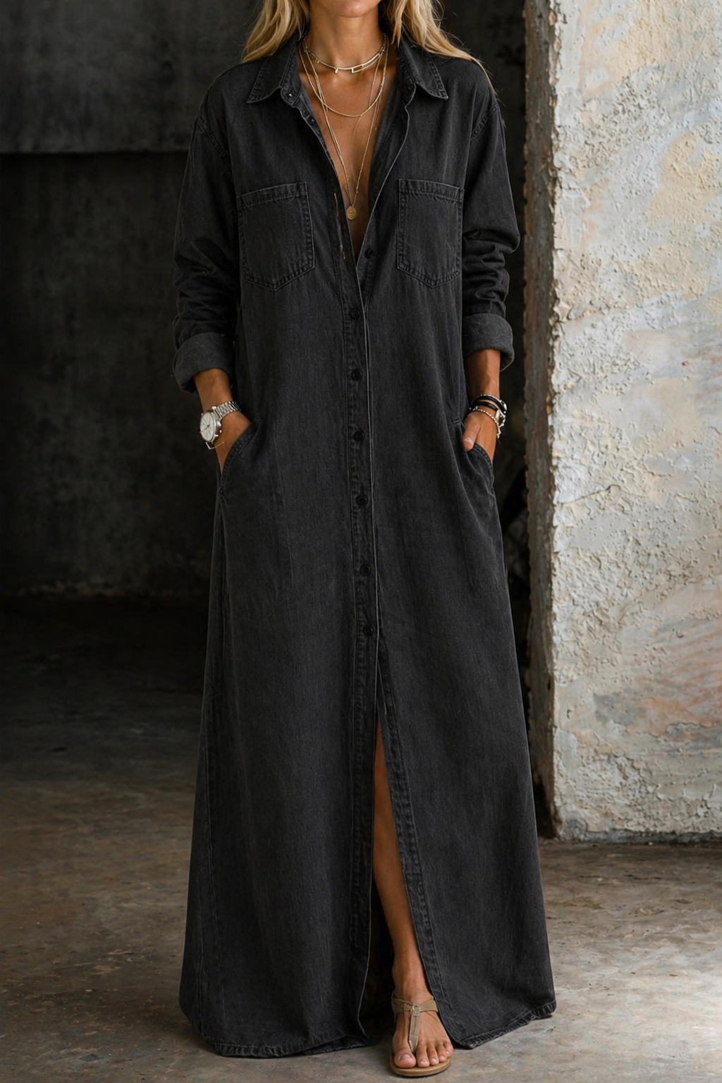 Francesca | Denim Button Down Dress