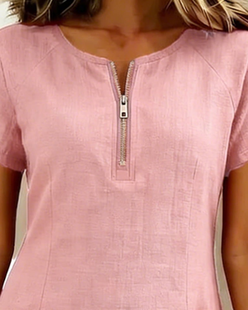 Sophia | Cotton Zip-Front Dress