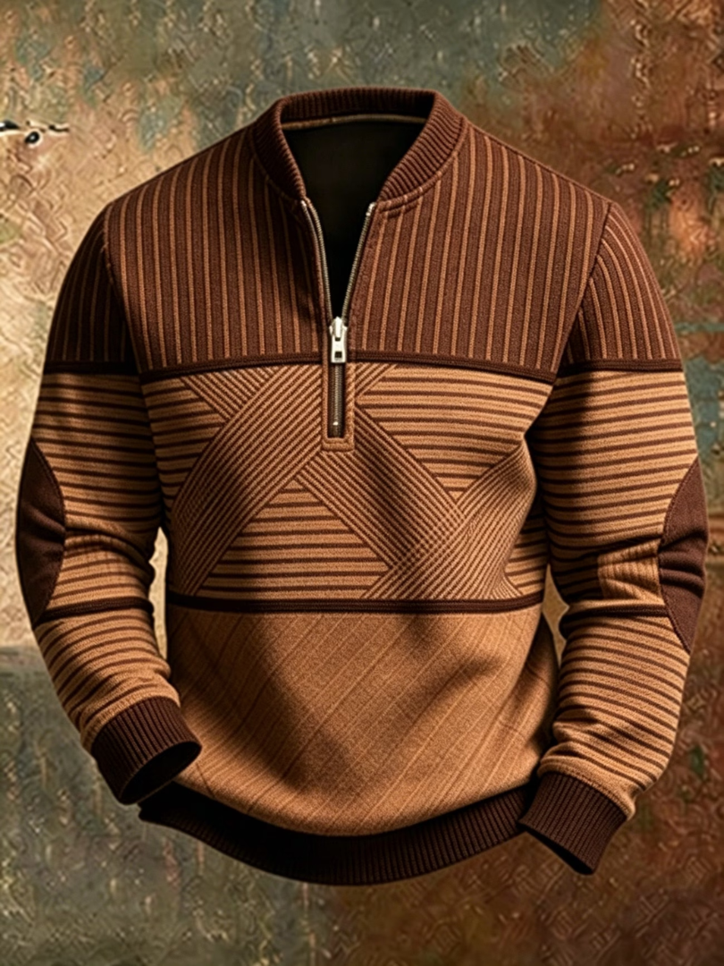 Jakub | Stylowy męski sweter z krótkim zamkiem