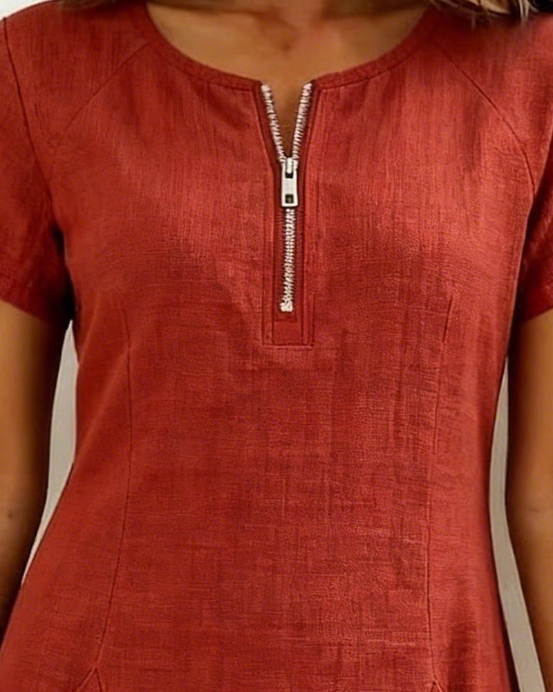 Sophia | Cotton Zip-Front Dress