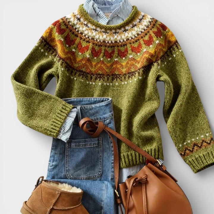Bianka | Dzianinowy sweter w stylu vintage