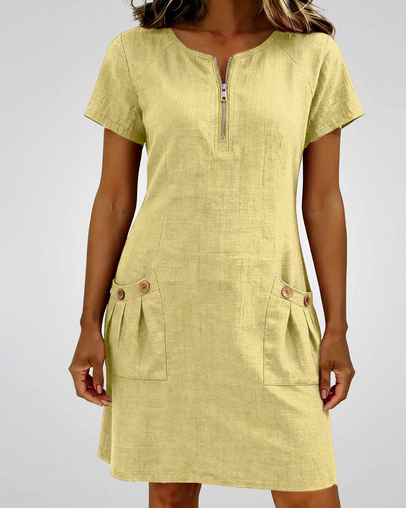 Sophia | Cotton Zip-Front Dress