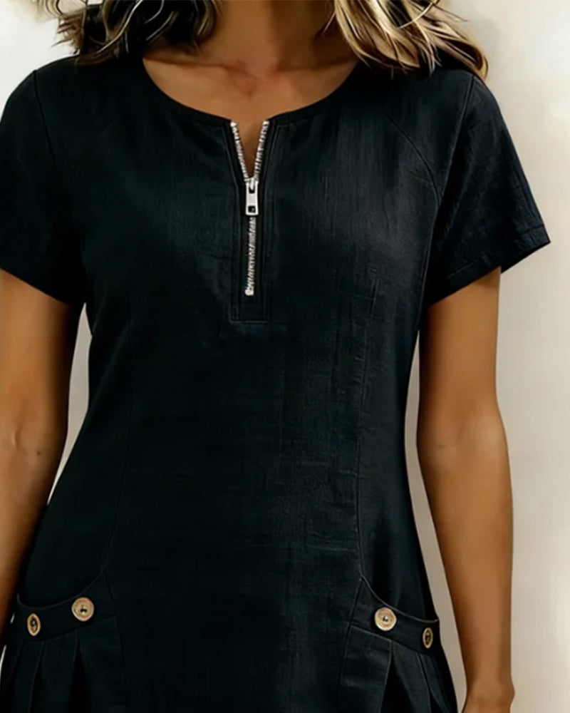 Sophia | Cotton Zip-Front Dress