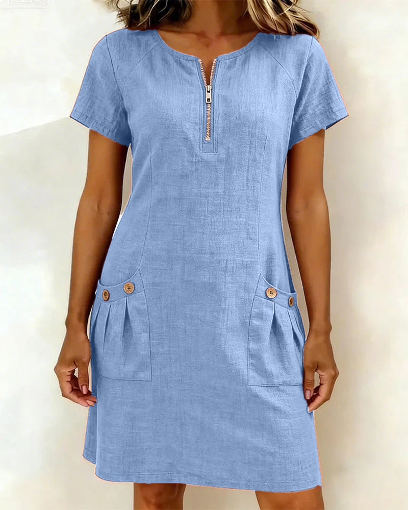 Sophia | Cotton Zip-Front Dress
