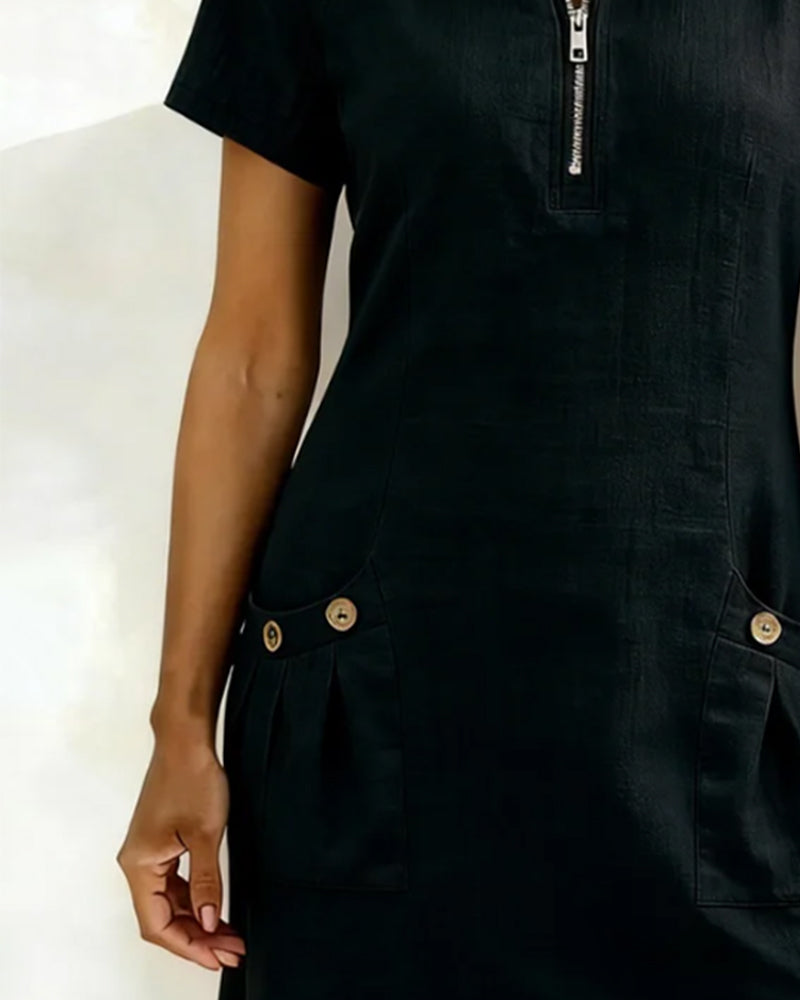 Sophia | Cotton Zip-Front Dress