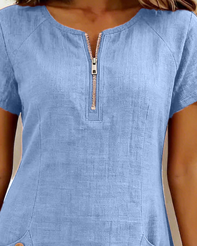 Sophia | Cotton Zip-Front Dress