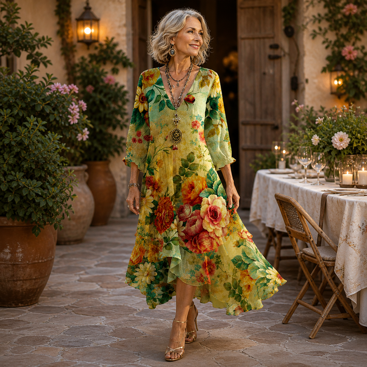 Justyna | Sukienka Midi w Kwiaty Effortless 🌿