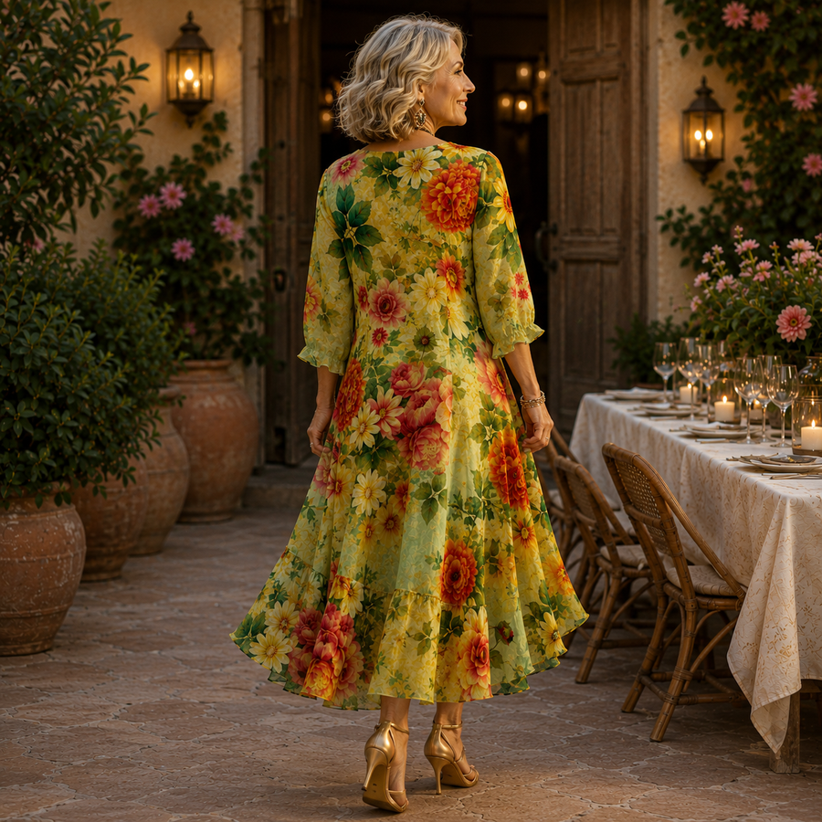 Justyna | Sukienka Midi w Kwiaty Effortless 🌿