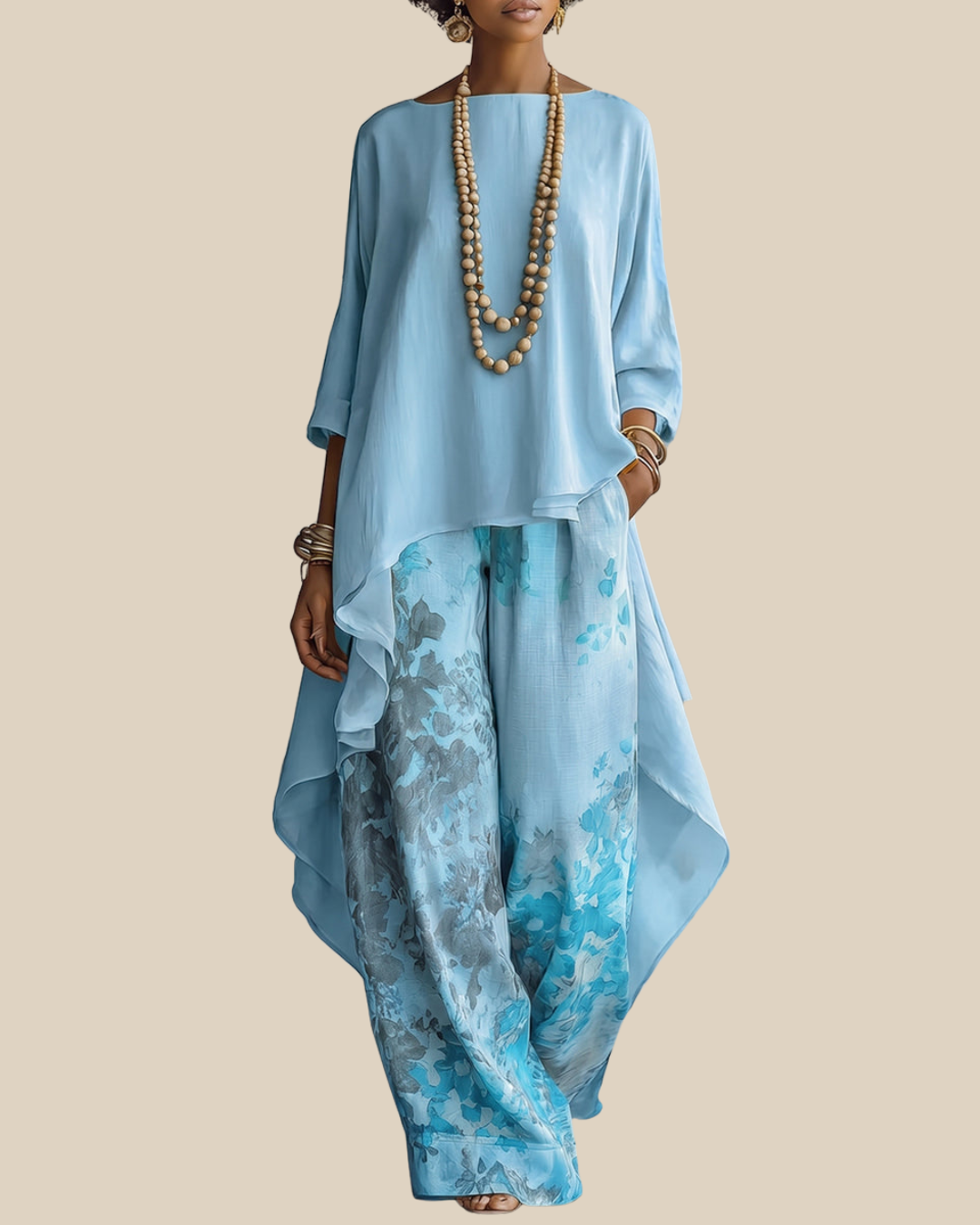 Claire | Airy Two-Piece Set with Floral Pants