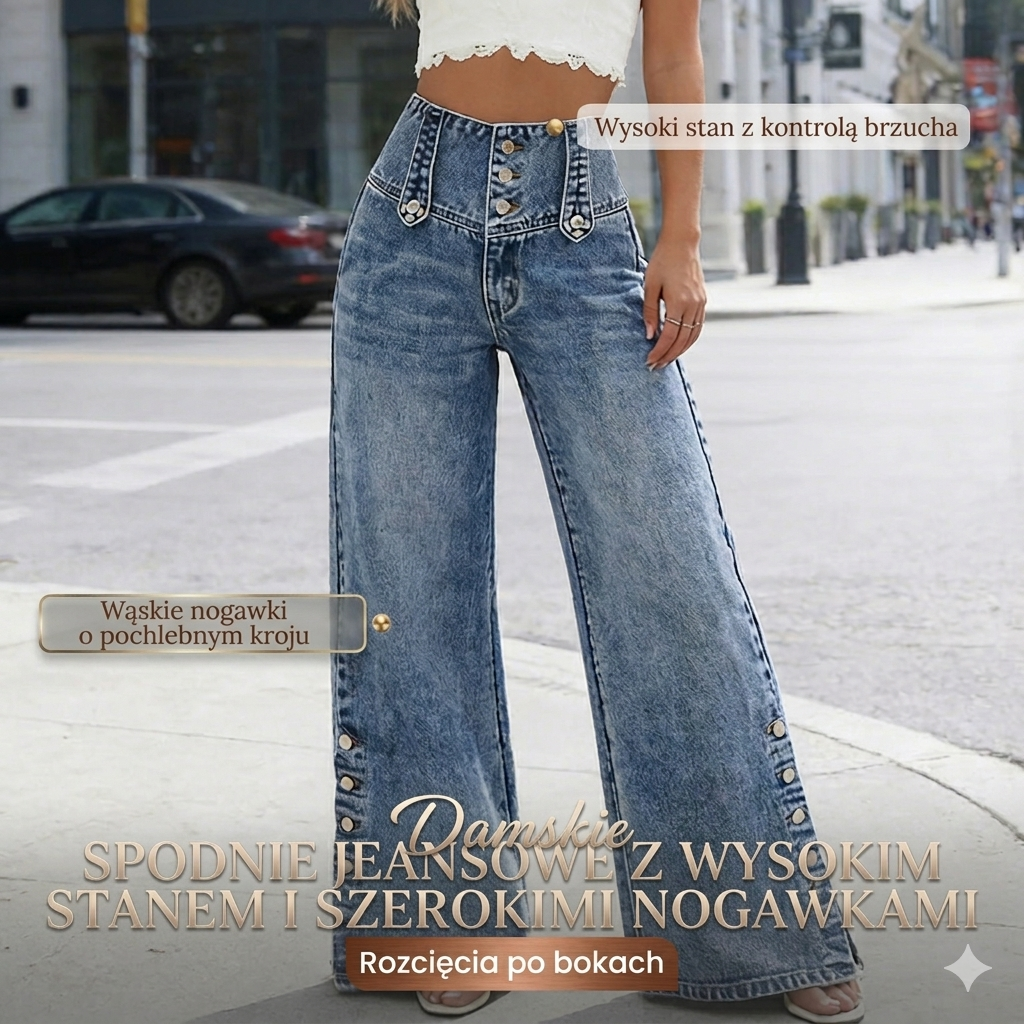 Aveline™ | Dżinsy z wysokim stanem i szeroką nogawką