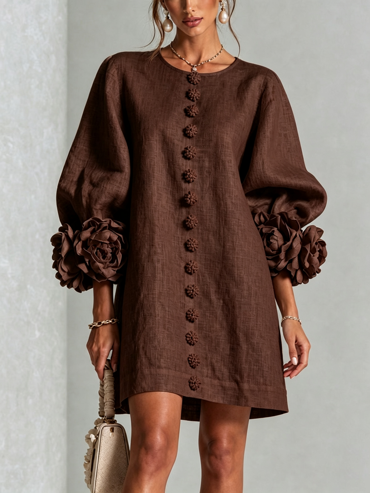 Łucyna | Biała sukienka w kwiaty