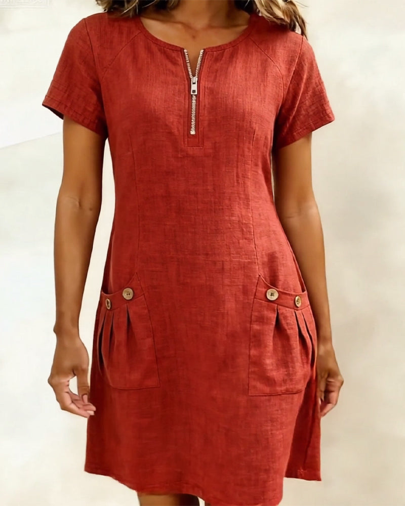 Sophia | Cotton Zip-Front Dress