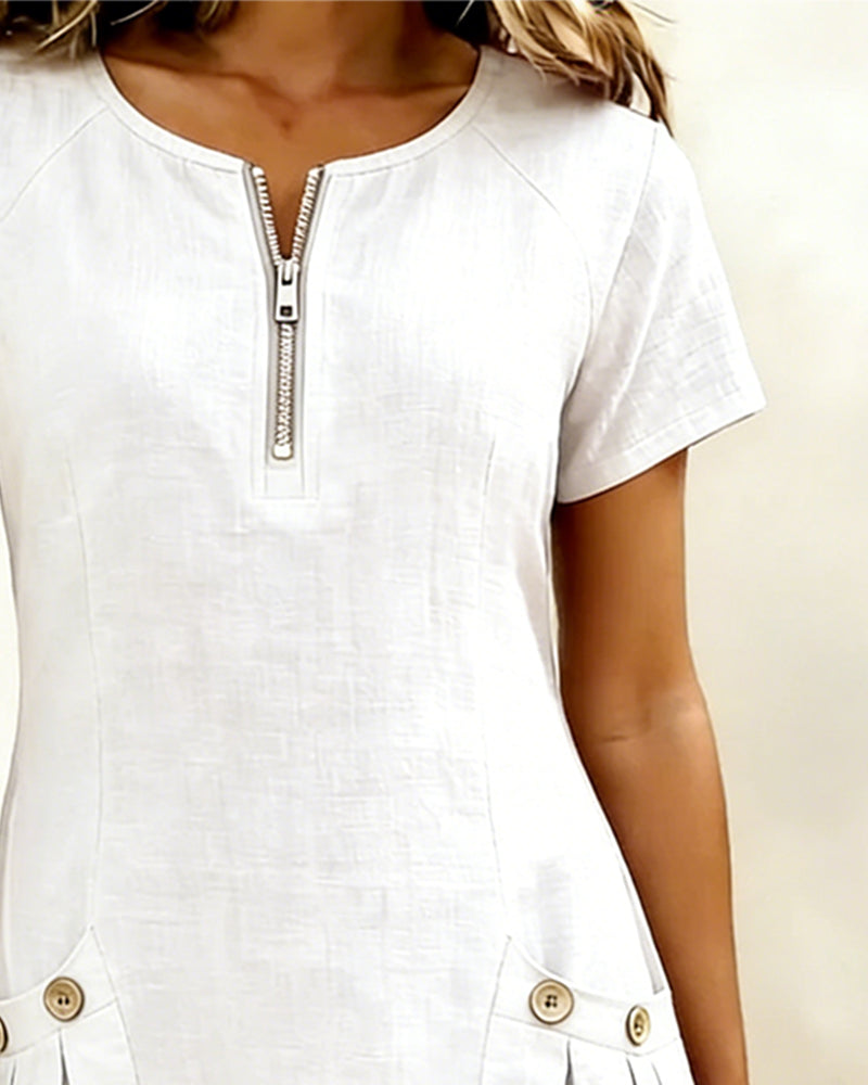 Sophia | Cotton Zip-Front Dress