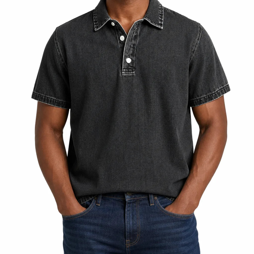 Aston | Men's Denim Dress Polo Shirt