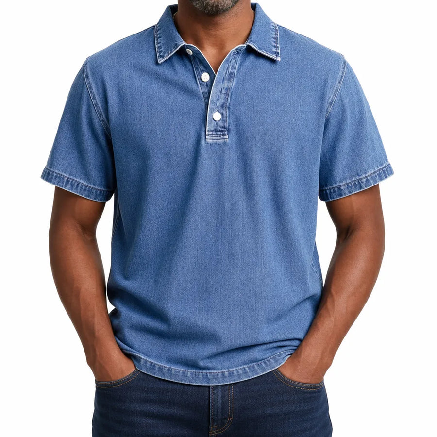 Aston | Men's Denim Dress Polo Shirt