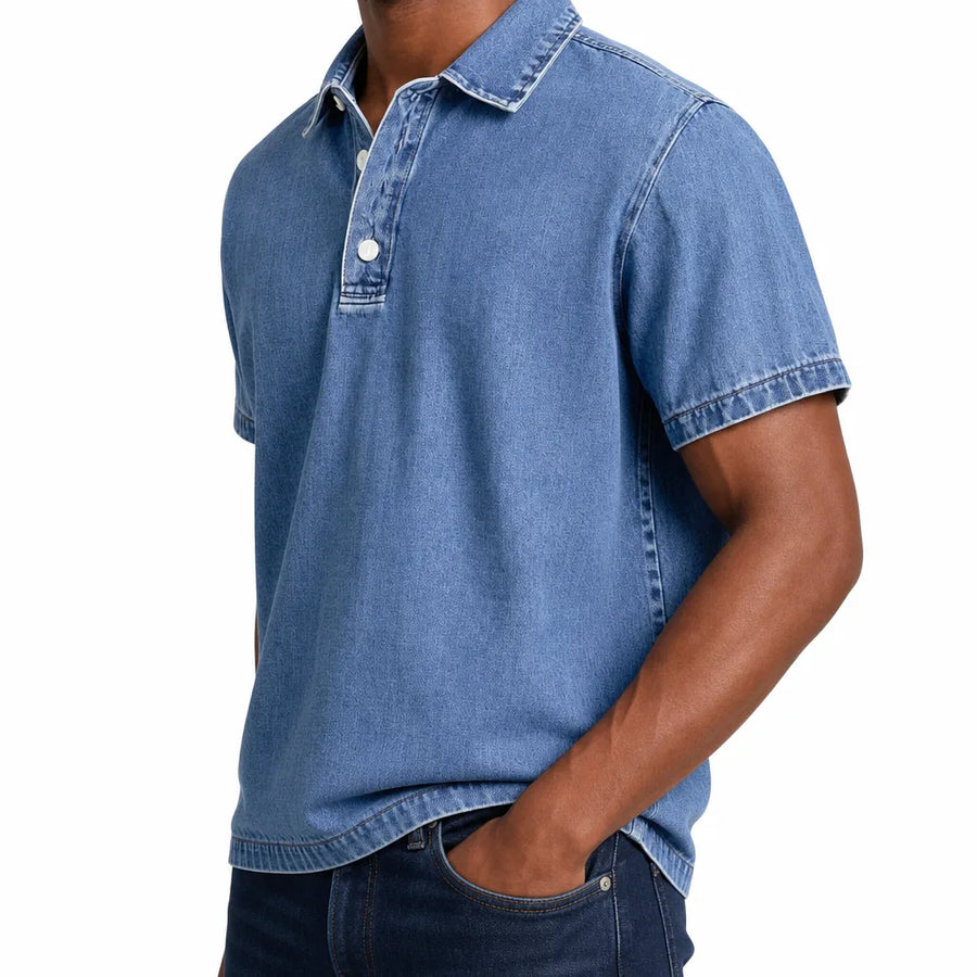Aston | Men's Denim Dress Polo Shirt