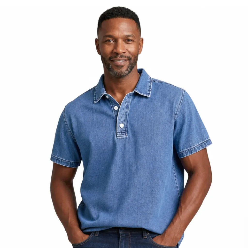 Aston | Men's Denim Dress Polo Shirt