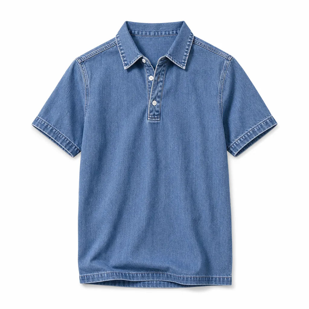 Aston | Men's Denim Dress Polo Shirt
