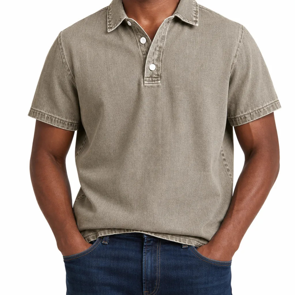 Aston | Men's Denim Dress Polo Shirt