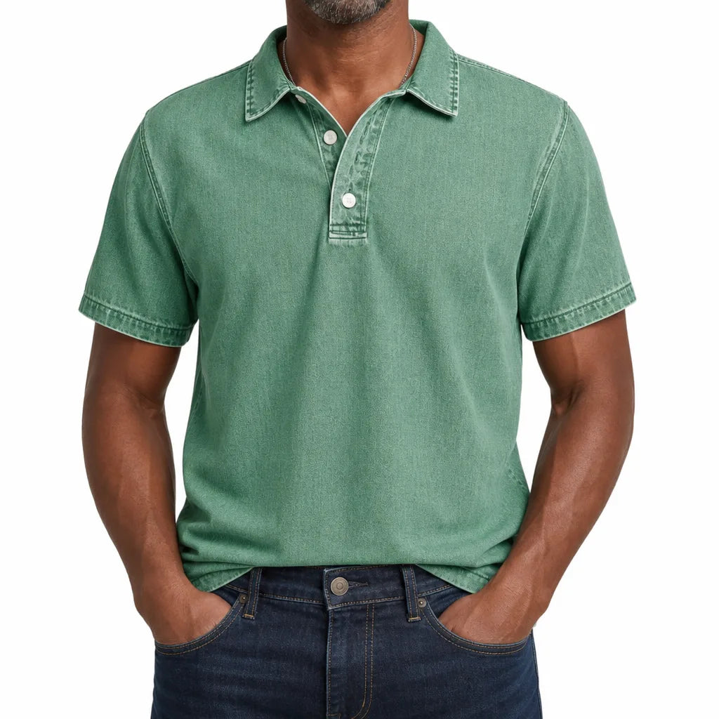 Aston | Men's Denim Dress Polo Shirt