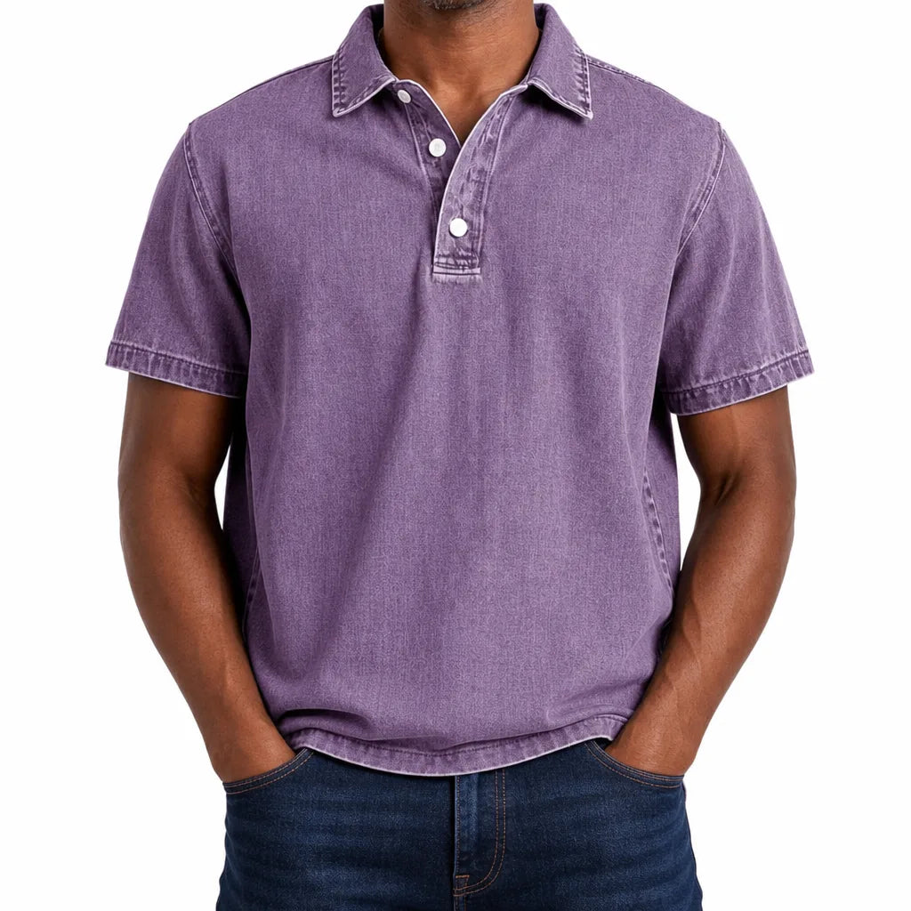 Aston | Men's Denim Dress Polo Shirt