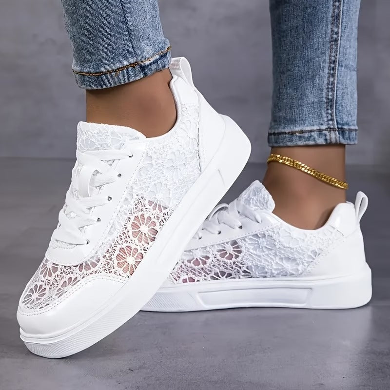 Wiktoria | Koronkowe Sneakersy Kwiatowe