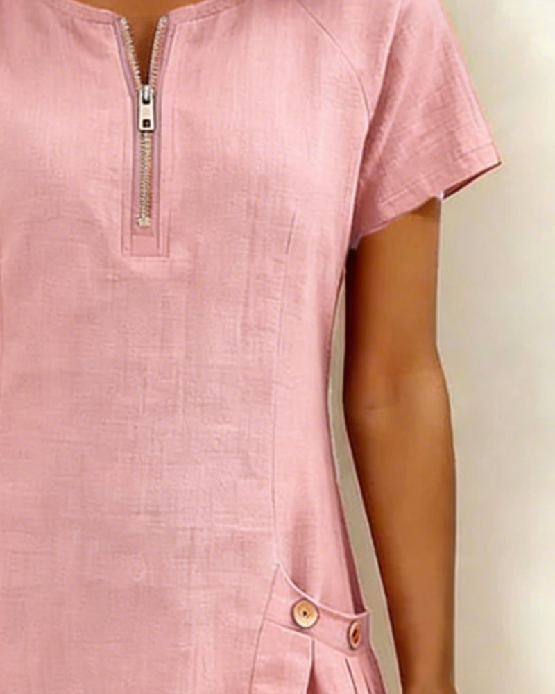 Sophia | Cotton Zip-Front Dress