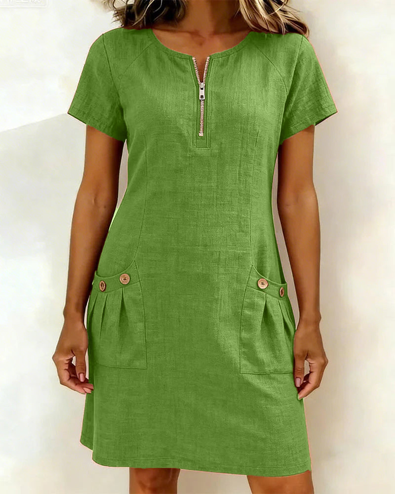 Sophia | Cotton Zip-Front Dress