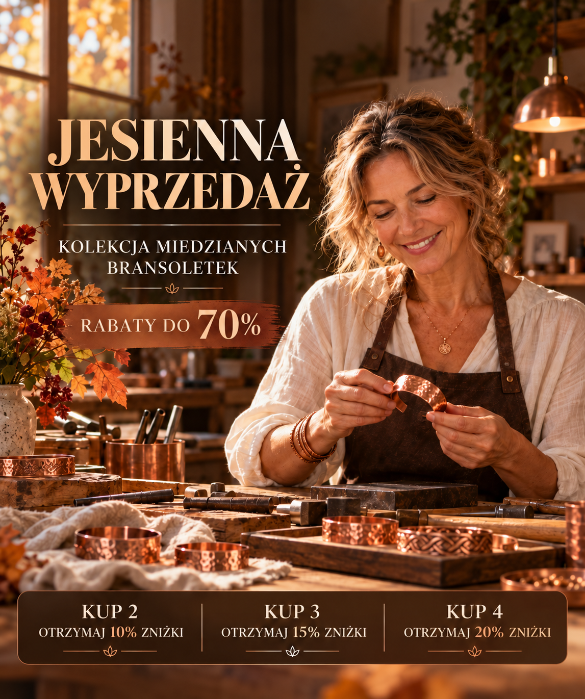 Jesienna wyprzedaż - kolekcja miedzianych bransoletek