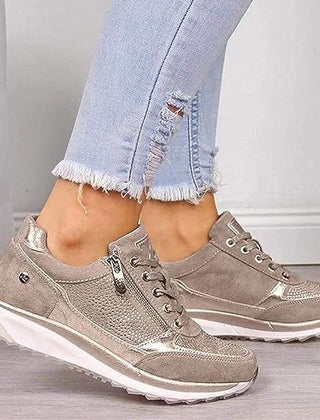 Czesława – sneakersy z zamkiem, beżowe