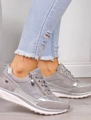 Czesława – sneakersy z zamkiem, szare