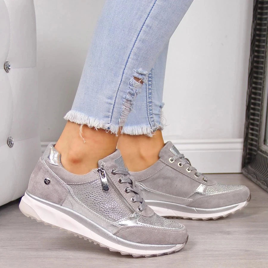 Czesława – sneakersy z zamkiem, szare