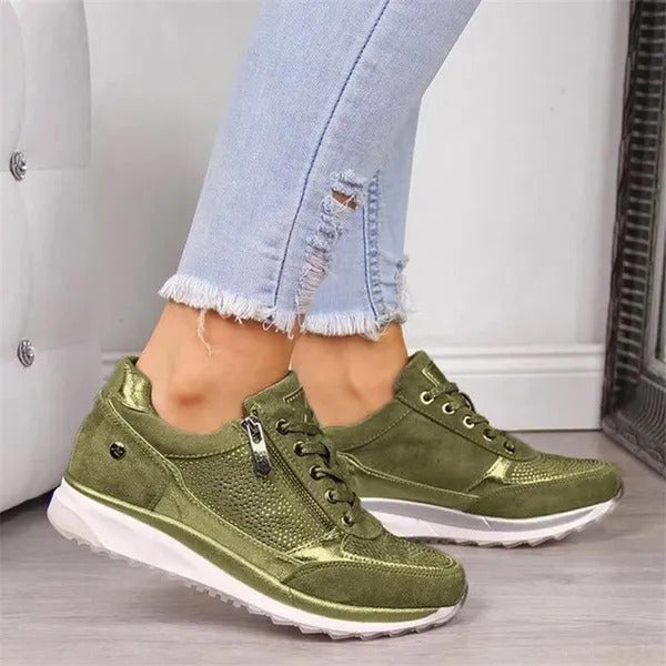 Czesława – sneakersy z zamkiem, zielone