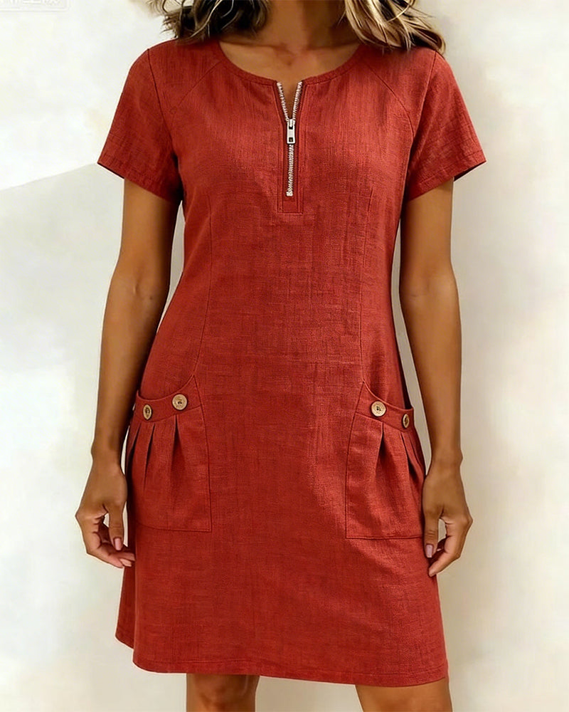 Sophia | Cotton Zip-Front Dress