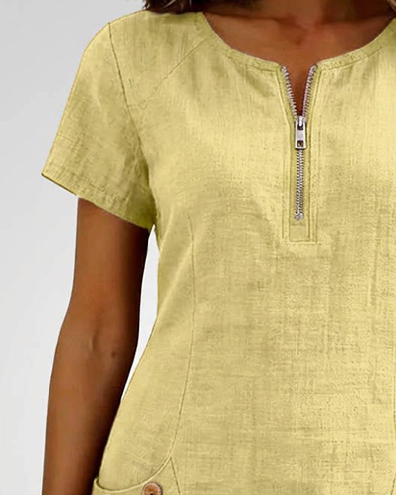 Sophia | Cotton Zip-Front Dress