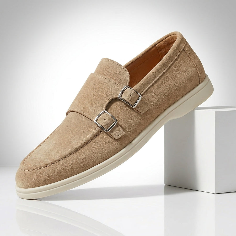 Laurent Suede Double Monk Loafers