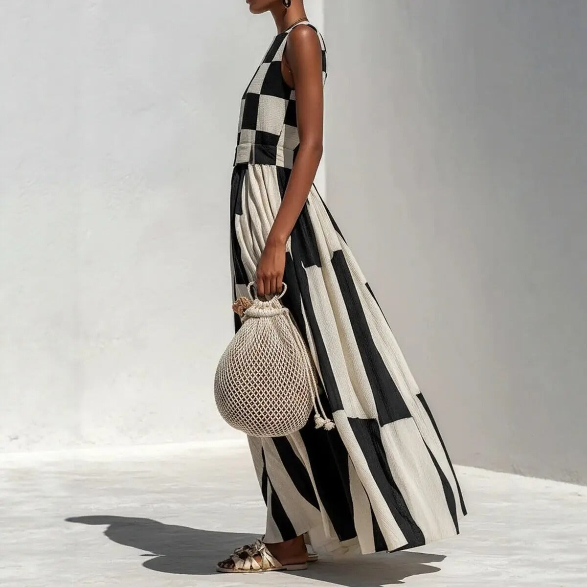 Dorota | Sukienka maxi geometryczna