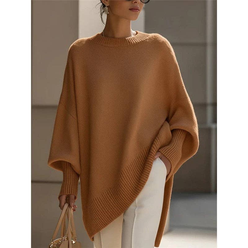 Nina – luźny sweter oversize, karmelowy