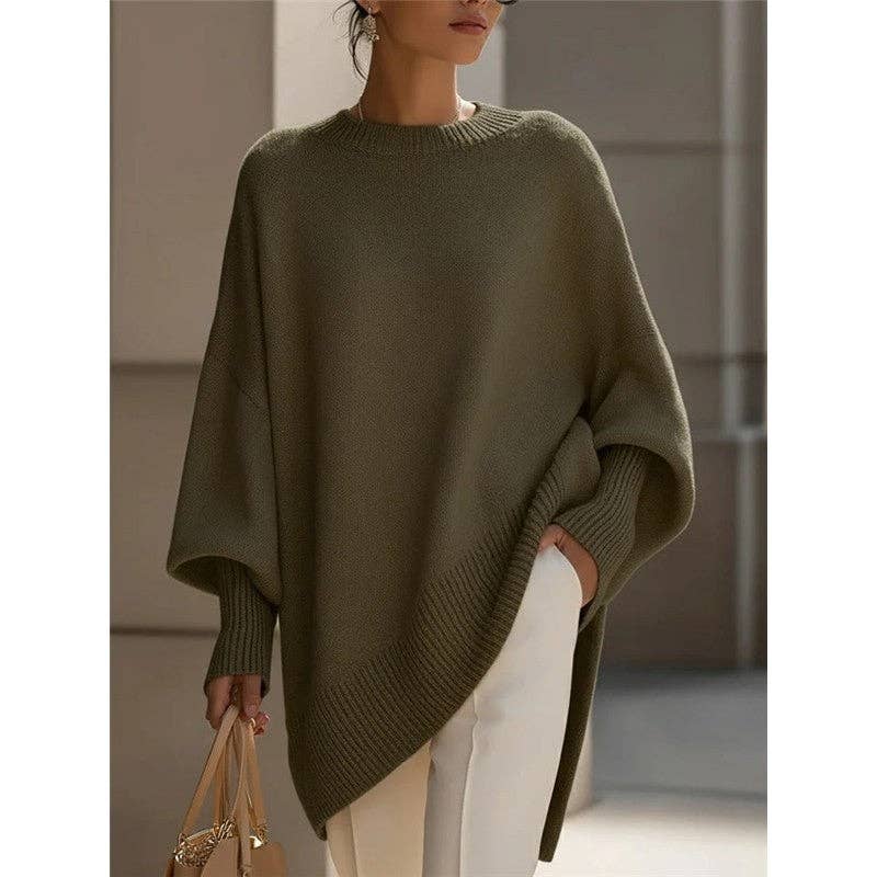 Nina – luźny sweter oversize, oliwkowy
