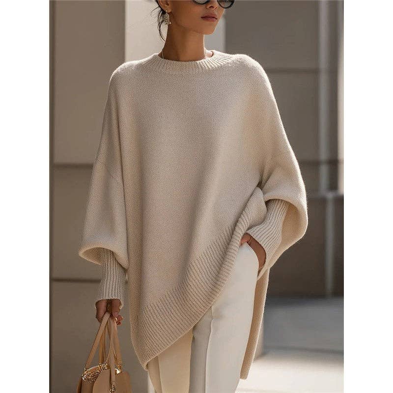 Nina – luźny sweter oversize, kremowy